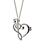 Bass and G-Clef Heart Necklace