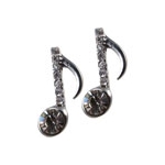 Silver & Crystal Note Earrings