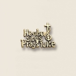 Gold Pin - He Who Sings Prays Twice