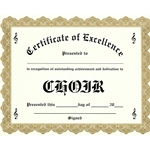 Certificate of Excellence - Choir - Single Sheet
