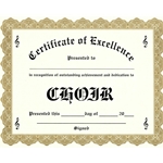 Certificate of Excellence - Choir - Single Sheet