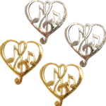 AIM MUER23 Notes & Clef Inside Heart Stud Earrings