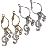 Note and G-Clef Crystal Earrings