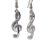 Music Gifts Company RE14 Genuine Czech Crystal Earrings - Treble Clef