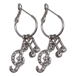 Note and G Clef Crystal Earrings