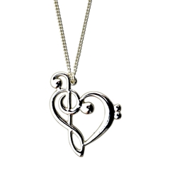 Bass and G-Clef Heart Necklace