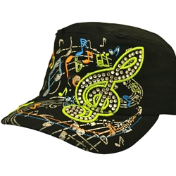 Black Rhinestone G-Clef Hat