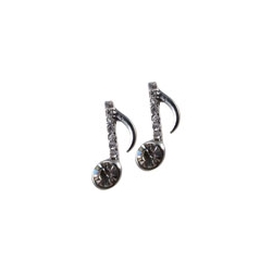 Silver & Crystal Note Earrings
