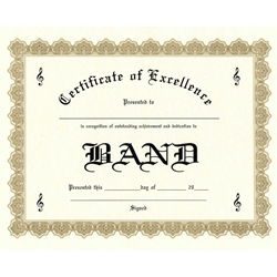 Certificate of Excellence - Band - Pack of 10
