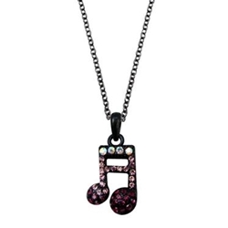 AIM N479 Eighth Note Necklace w/ Rhinestones