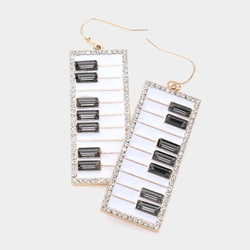 The Music Gifts Company RE22 Piano Keyboard Sparkle Earrings