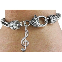 Treble Clef & Heart Clasp Bracelet