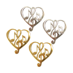 AIM MUER22 Notes & Clef Inside Heart Stud Earrings