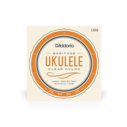 D'Addario EJ65B Ukulele Set - Clear Nylon Baritone