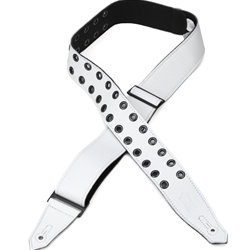 Levy's Leathers M80RBEY-WHT White Leather Strap with Black Eyelets 2"
