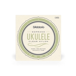 D'Addario EJ65S Ukulele Set- Clear Nylon Soprano