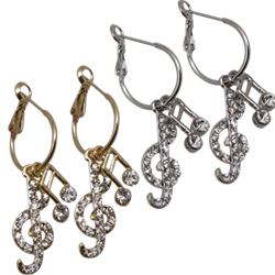 Note and G-Clef Crystal Earrings