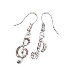 AIM MUER3 Silver G-Clef & Music Note Earrings