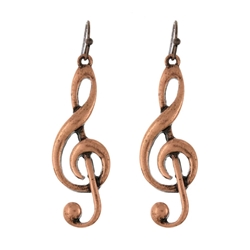 Music Gifts Company 643910 Copper Earrings - Here Comes Treble