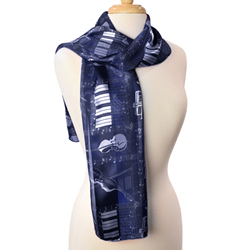 Music Gifts Company SF75 Fashion Scarf - Navy is the New Black Keyboard and Instruments